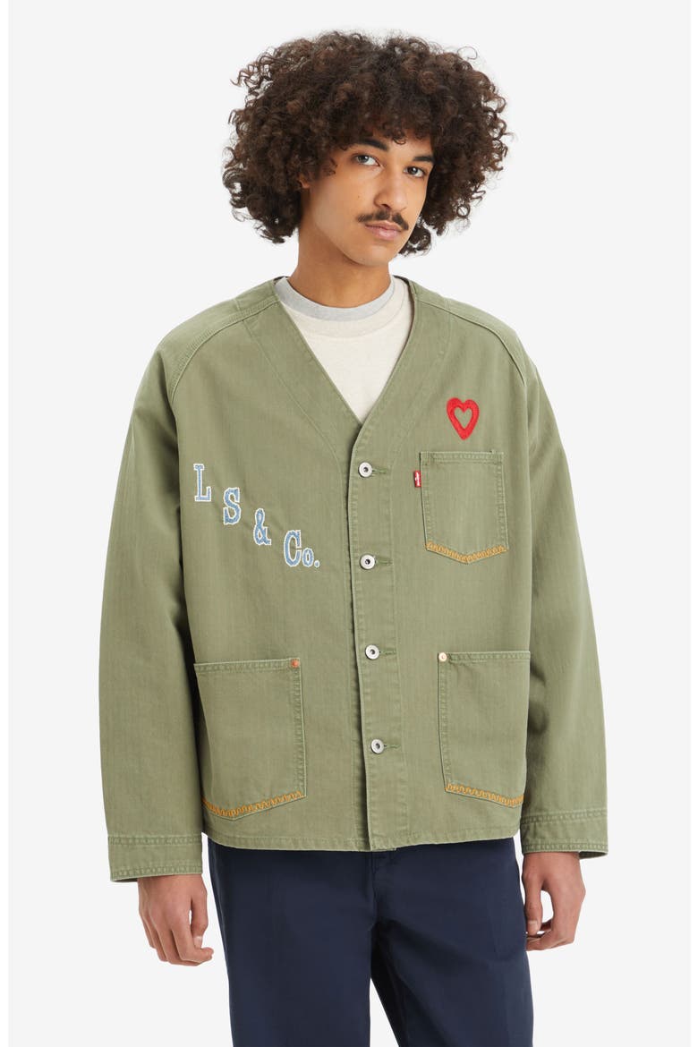 Union Engineer Denim Graphic Jacket, Alternate, color, PLUCK FOUR LEAF CLOVER PD