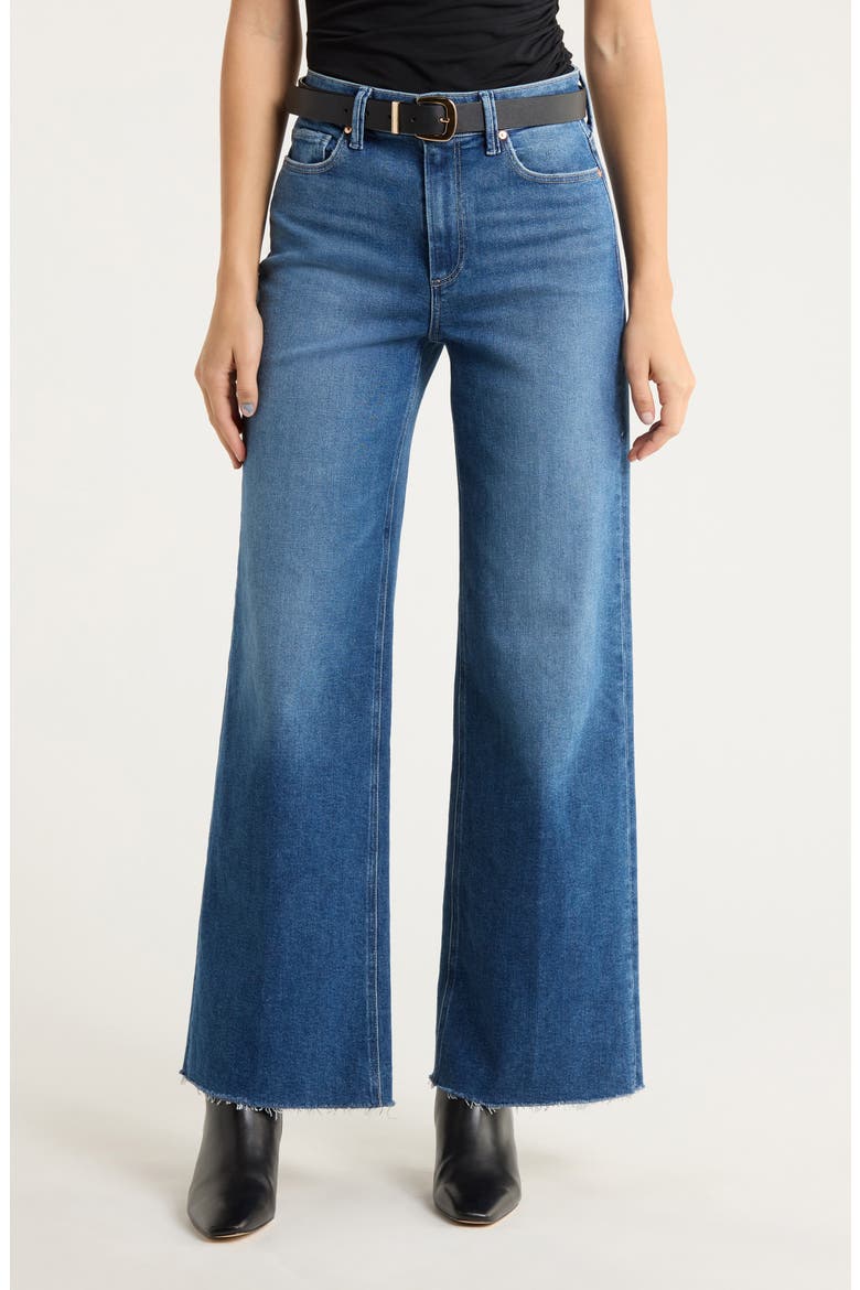 Anessa High Waist Raw Hem Wide Leg Jeans, Main, color, HACKNEY