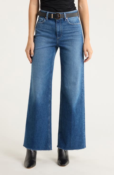 Anessa High Waist Raw Hem Wide Leg Jeans (Hackney)