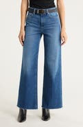 PAIGE Anessa High Waist Raw Hem Wide Leg Jeans