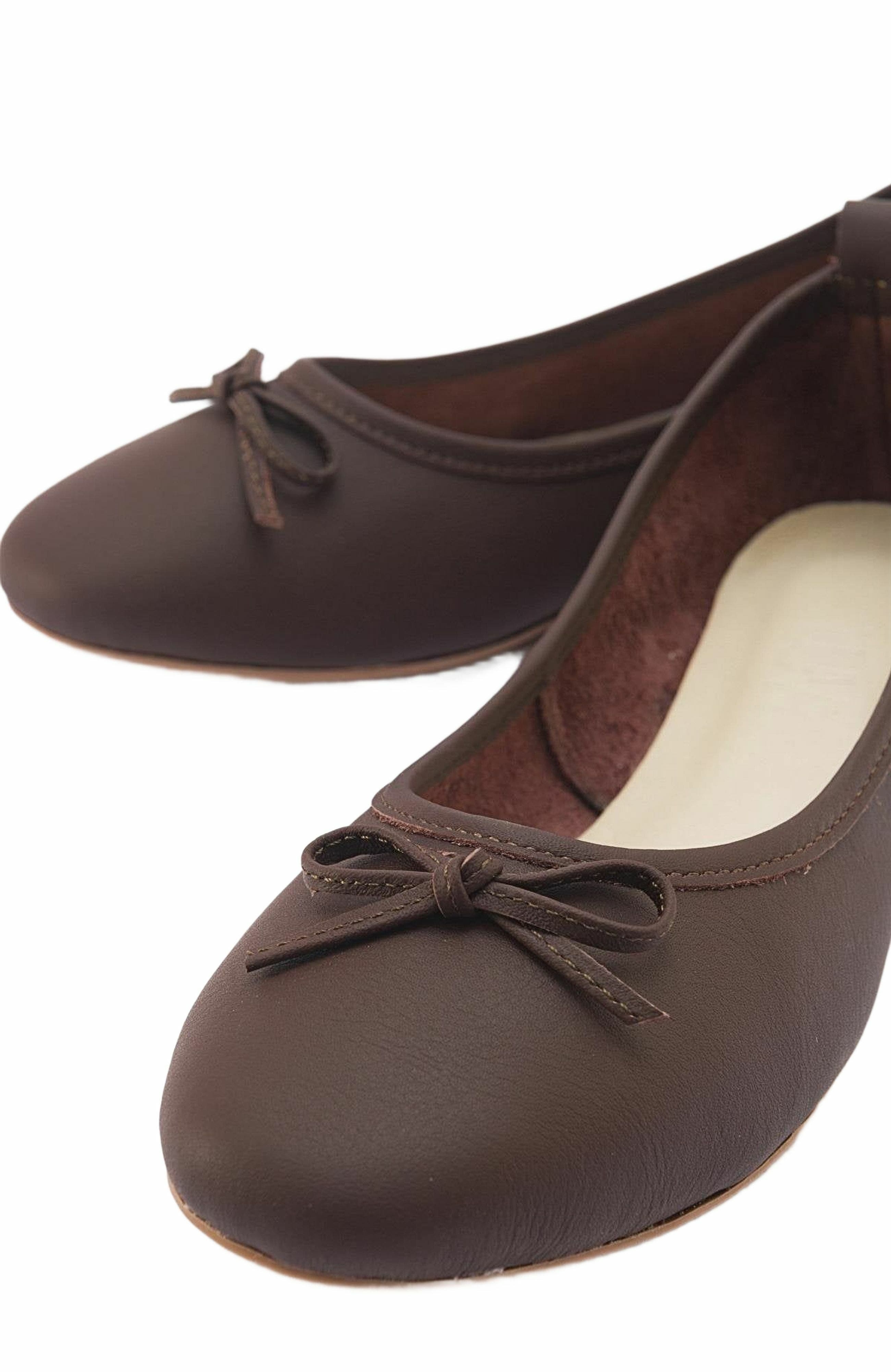 Florence Leather Ballerina Flats, Alternate, color, Dark Brown Leather