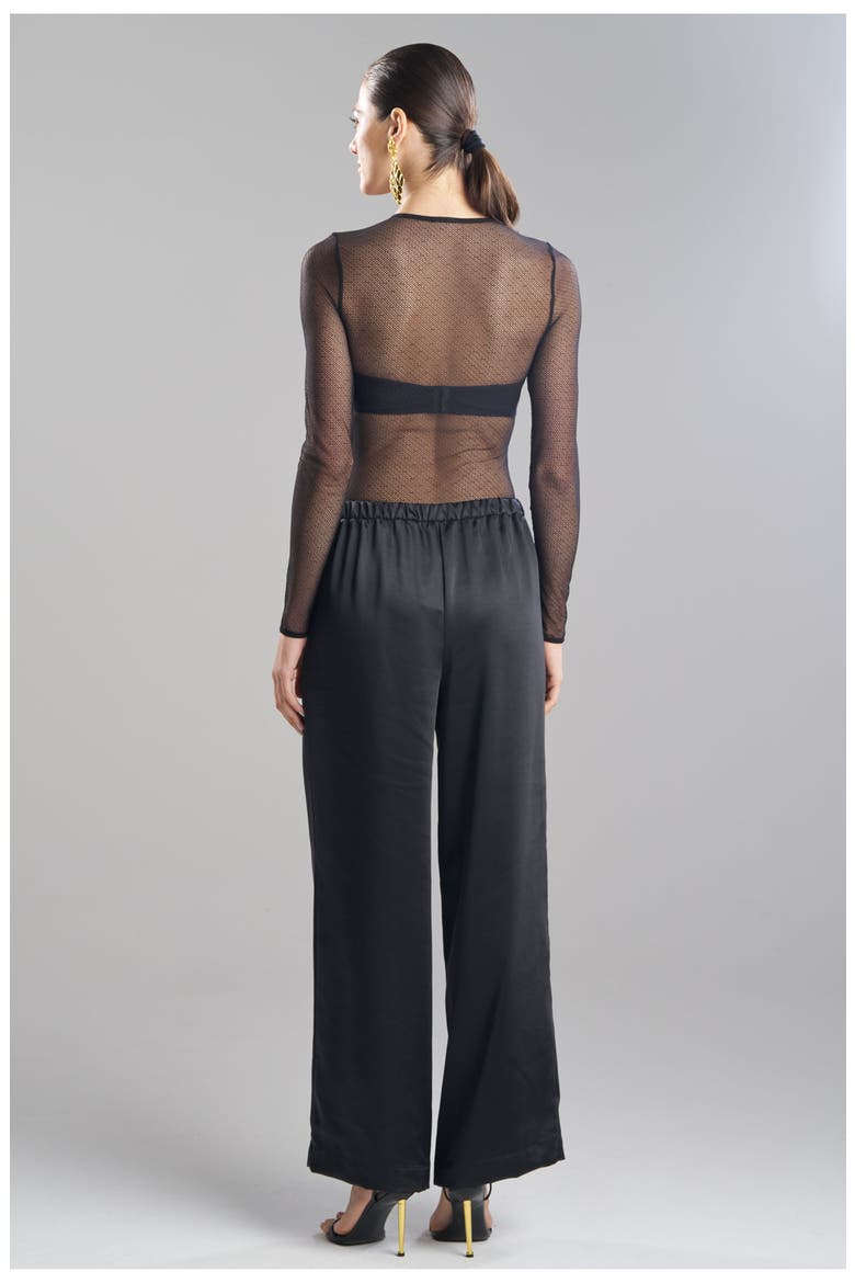 Luxe Satin Wide Leg Pull On Pants, Alternate, color, Black