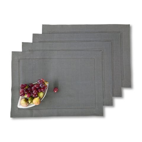 Linen Placemats Set of 4, 14 x 19" - Classic Hemstitch