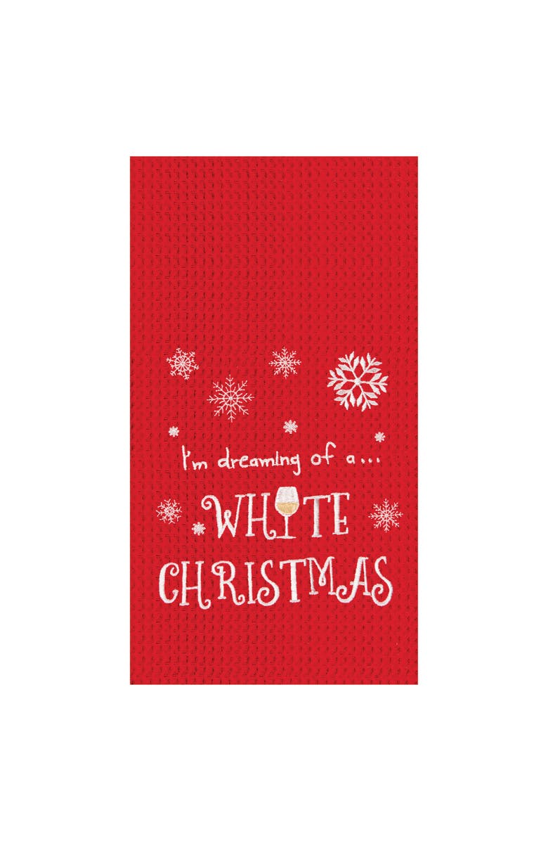 C&F Home White Christmas Waffle Weave Kitchen Towel, Main, color, Red