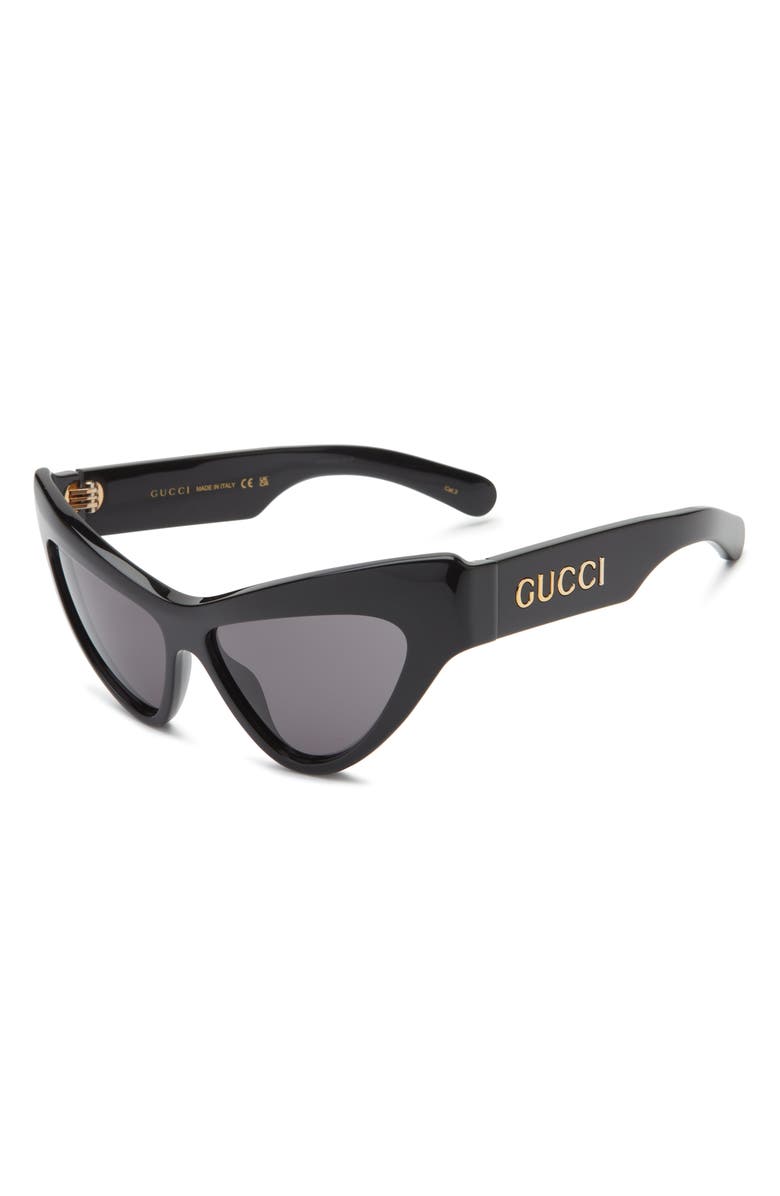 Gucci 57mm Cat Eye Sunglasses, Alternate, color, Black Black Grey