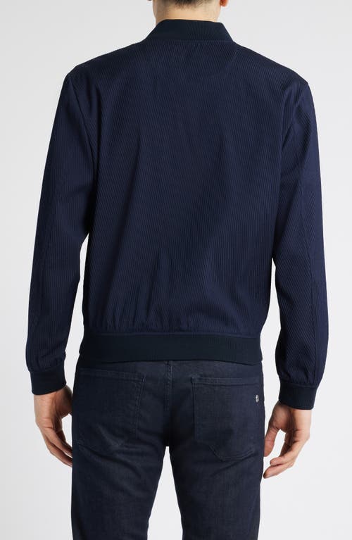 Hugo Boss Boss Hanry Stretch Virgin Wool Blend Bomber Jacket In Dark Blue