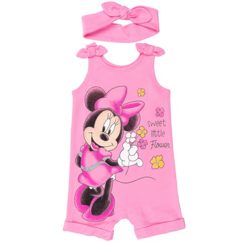 Minnie Mouse Baby Girls' 2-Piece Sleeveless Romper and Headband Set (Baby)