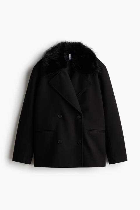 Fluffy-collared Pea Coat