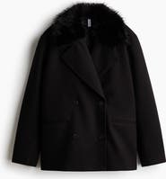 H&M Fluffy-collared Pea Coat