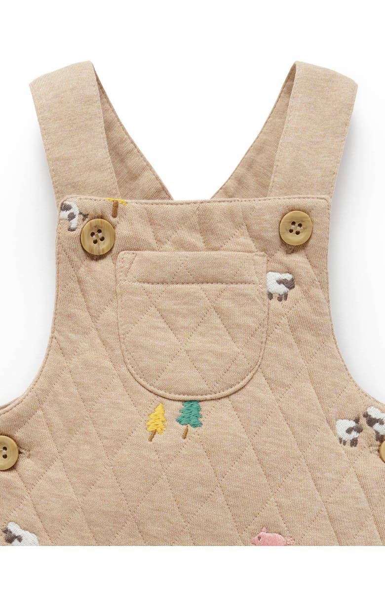 Purebaby Quilted Overall and Bodysuit Set, Alternate, color, Farm Friends Broderie