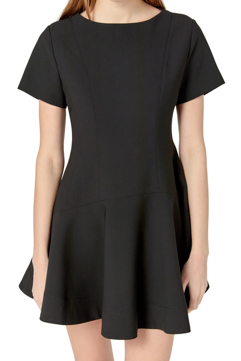 Flare Minidress, Alternate, color, BLACK