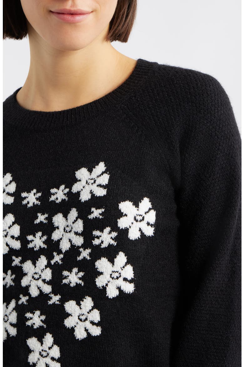 Floral Heart Graphic Crewneck Sweater, Alternate, color, BLACK/ IVORY