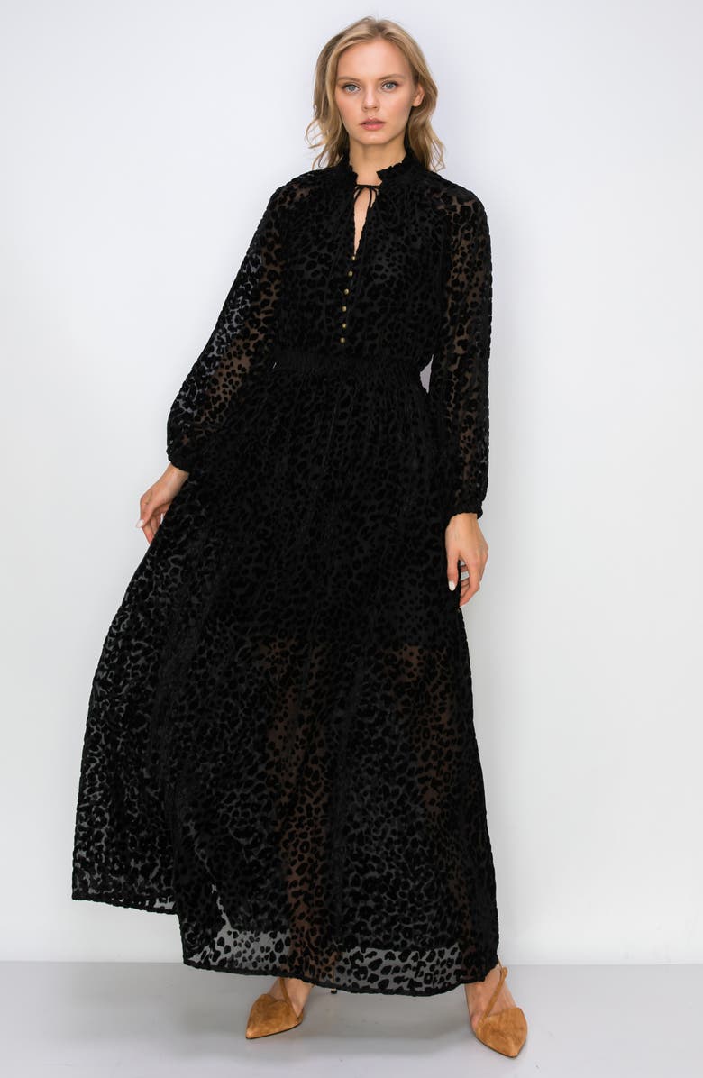MELLODAY Velvet Burnout Maxi Dress, Alternate, color, 