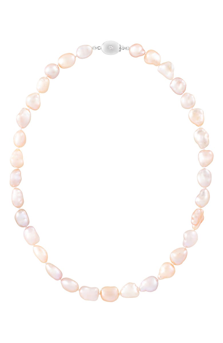 SPLENDID PEARLS Rhodium Plated Sterling Silver 8-9mm Pink Cultured Freshwater Pearl Necklace, Alternate, color, Pink