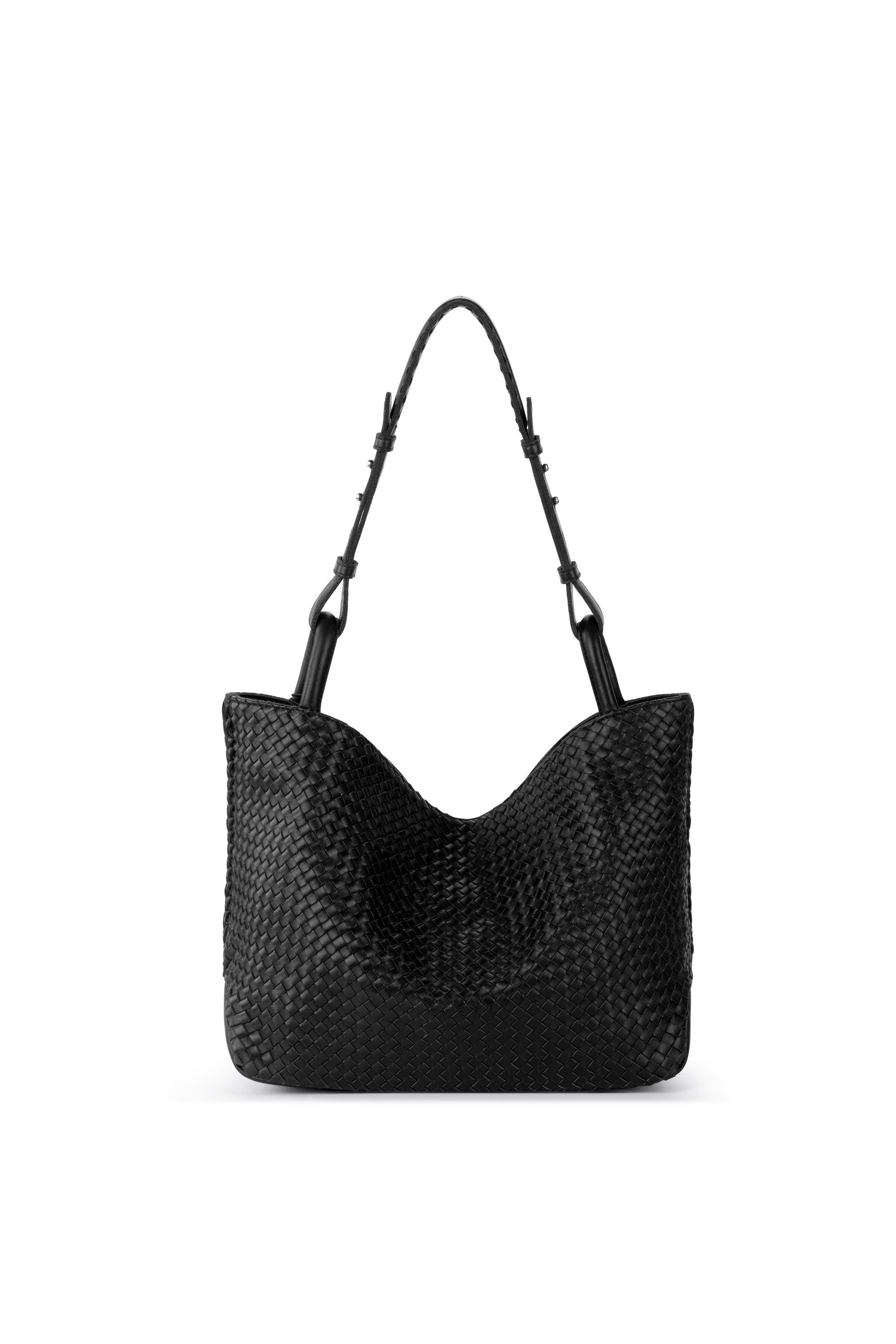 The Sak Los Feliz Medium Tote Woven Leather Bag, Alternate, color, Black Woven