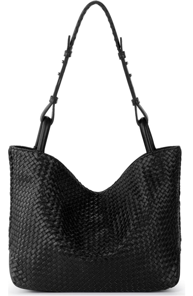The Sak Los Feliz Medium Tote Woven Leather Bag, Alternate, color, Black Woven
