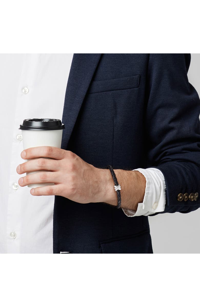 Julianna B. Diamond Crossover Motif Black Leather Bracelet 14k, Alternate, color, White Gold/Diamond