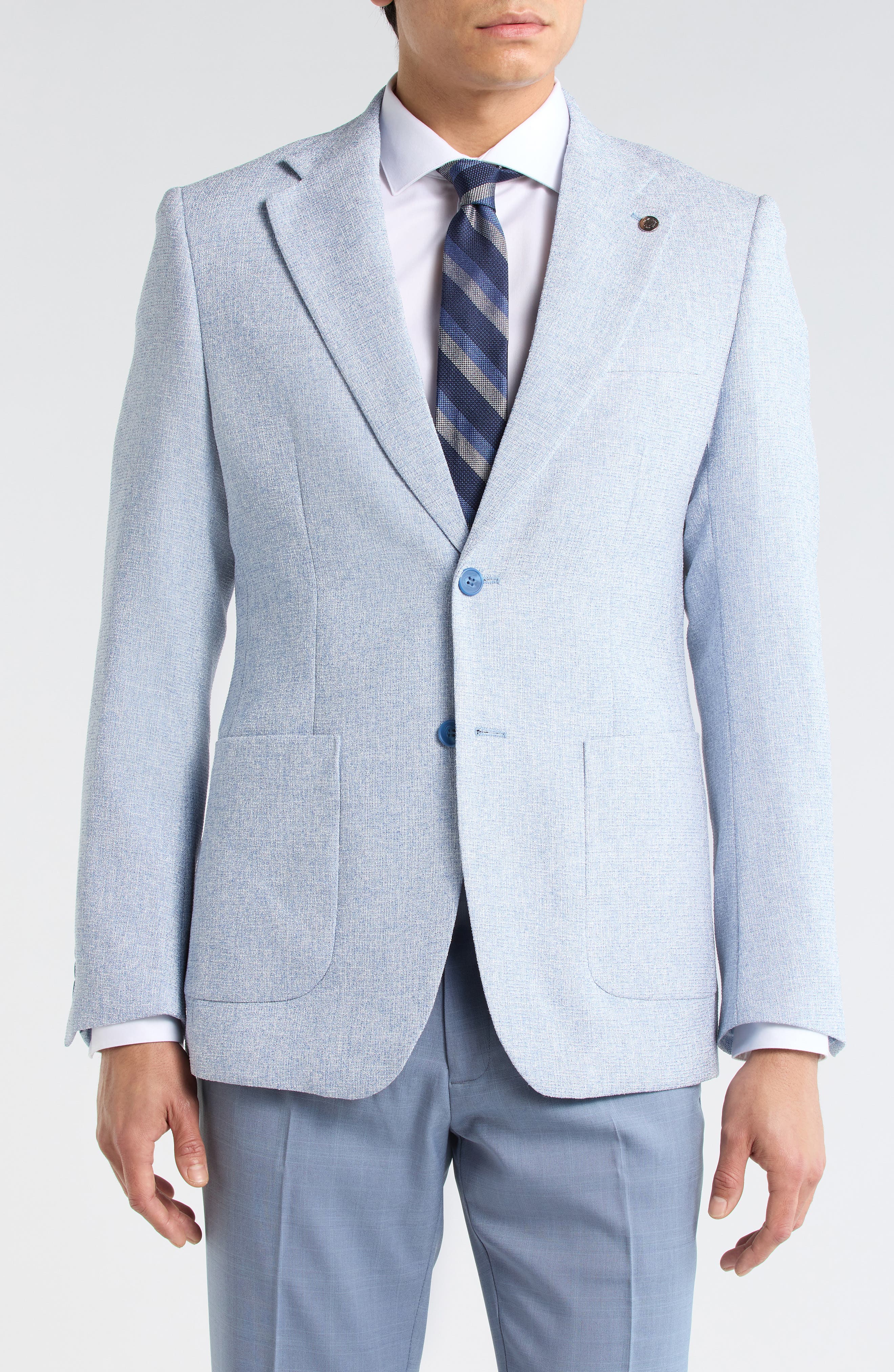 T.R. PREMIUM Slim Fit Micro Plaid Stretch Linen Sport Coat