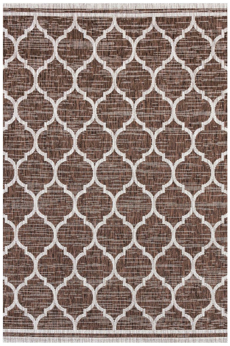 Trebol Moroccan Trellis Textured Weave Indoor/Outdoor Area Rug, Main, color, Espresso/Taupe