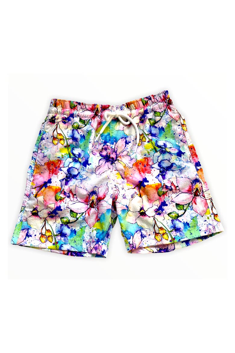 Kids' Colorful Floral Print Quick-Dry Swim Trunks, Main, color, Multicolor