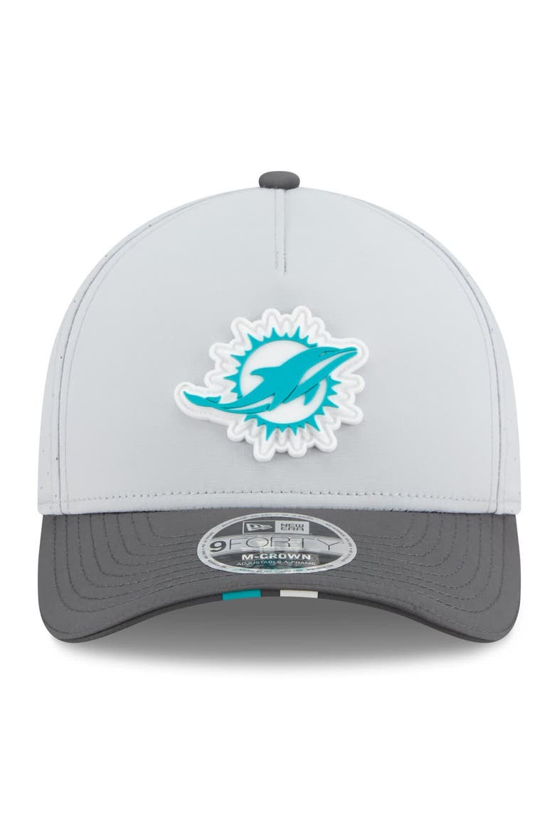 Men's New Era  Gray/Graphite Miami Dolphins 2025 NFL Training Camp A-Frame 9FORTY Adjustable Hat, Alternate, color, Gray