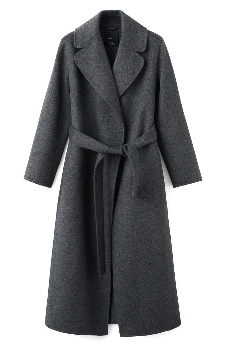 MANGO Belted Wool Blend Coat, Main, color, Grey
