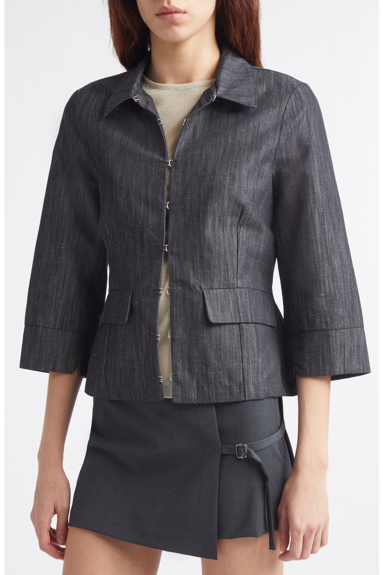 Valeva Organic Cotton & Linen Denim Jacket, Alternate, color, 209 - GREY