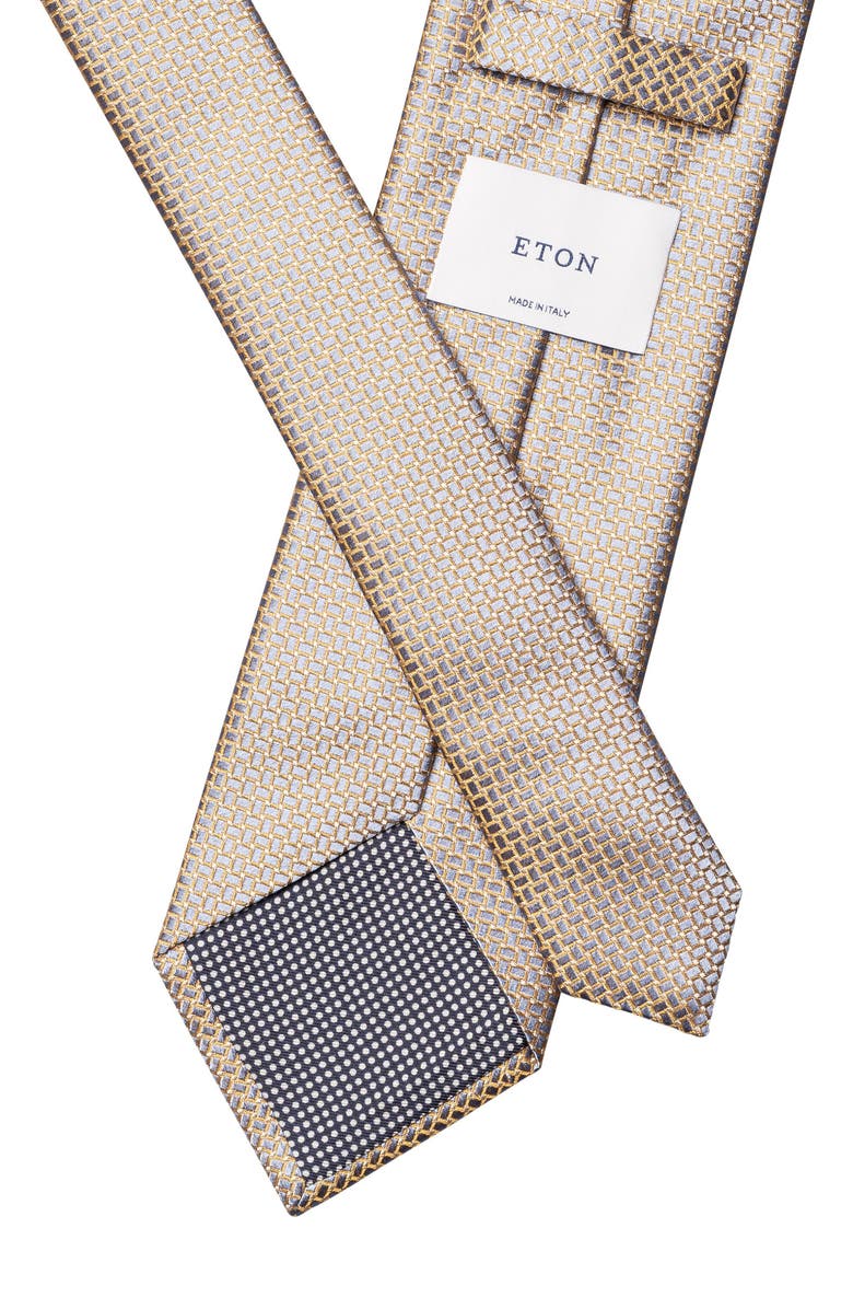 Eton Geometric Jacquard Silk Tie, Alternate, color, Light Yellow
