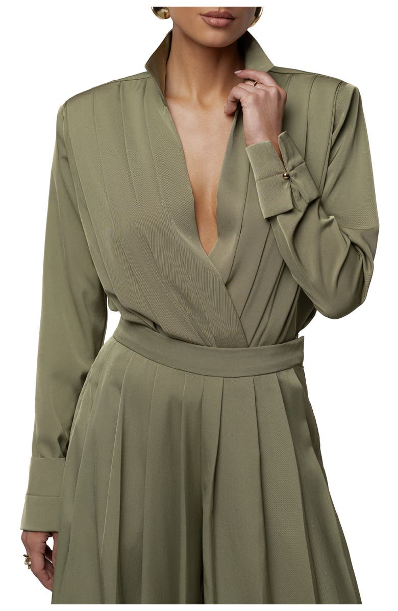 JLUXLABEL Visionary Pleated Bodysuit, Alternate, color, Olive