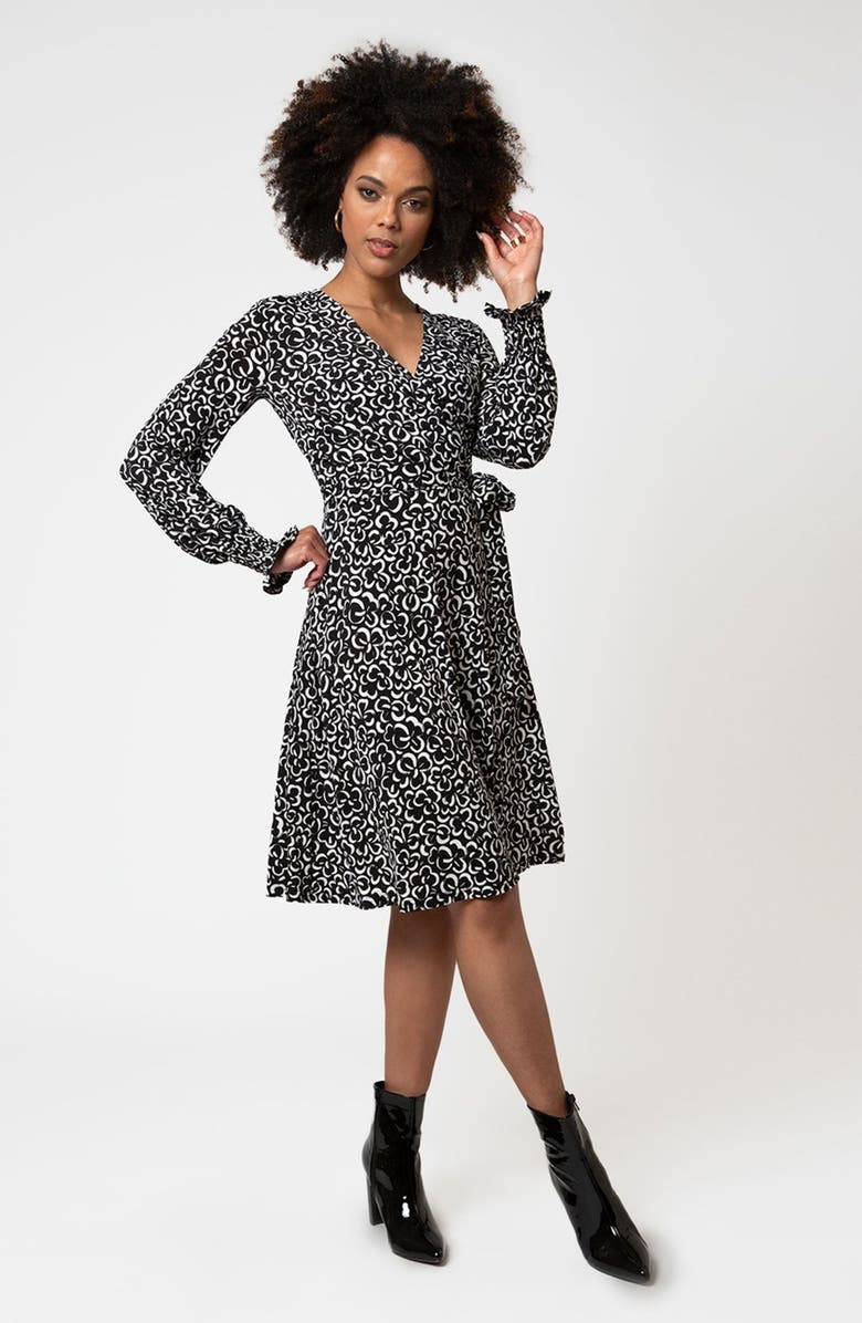 Leota Perfect Long Sleeve Wrap Midi Dress, Alternate, color,