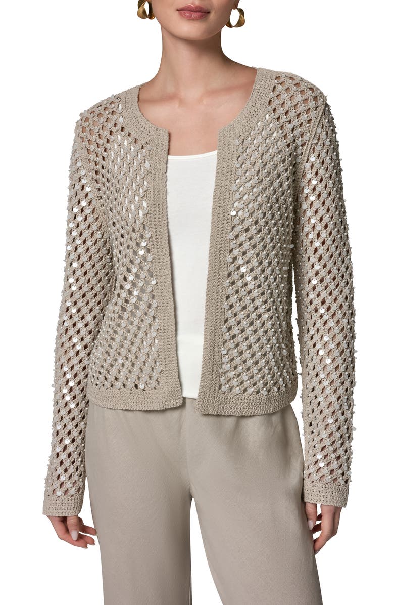 Donna Karan New York Pearl Detail Open Knit Cardigan, Main, color,