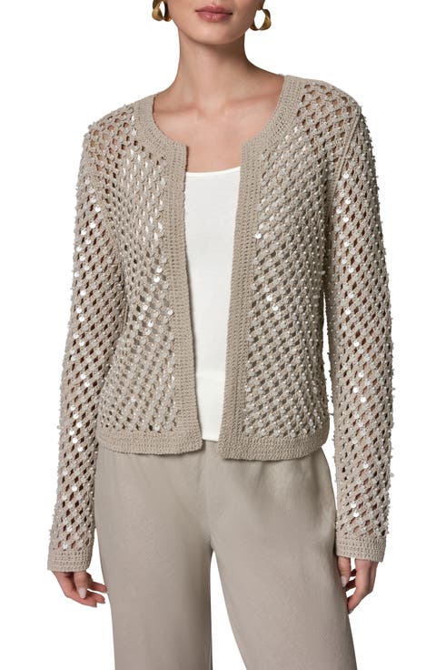 Pearl Detail Open Knit Cardigan