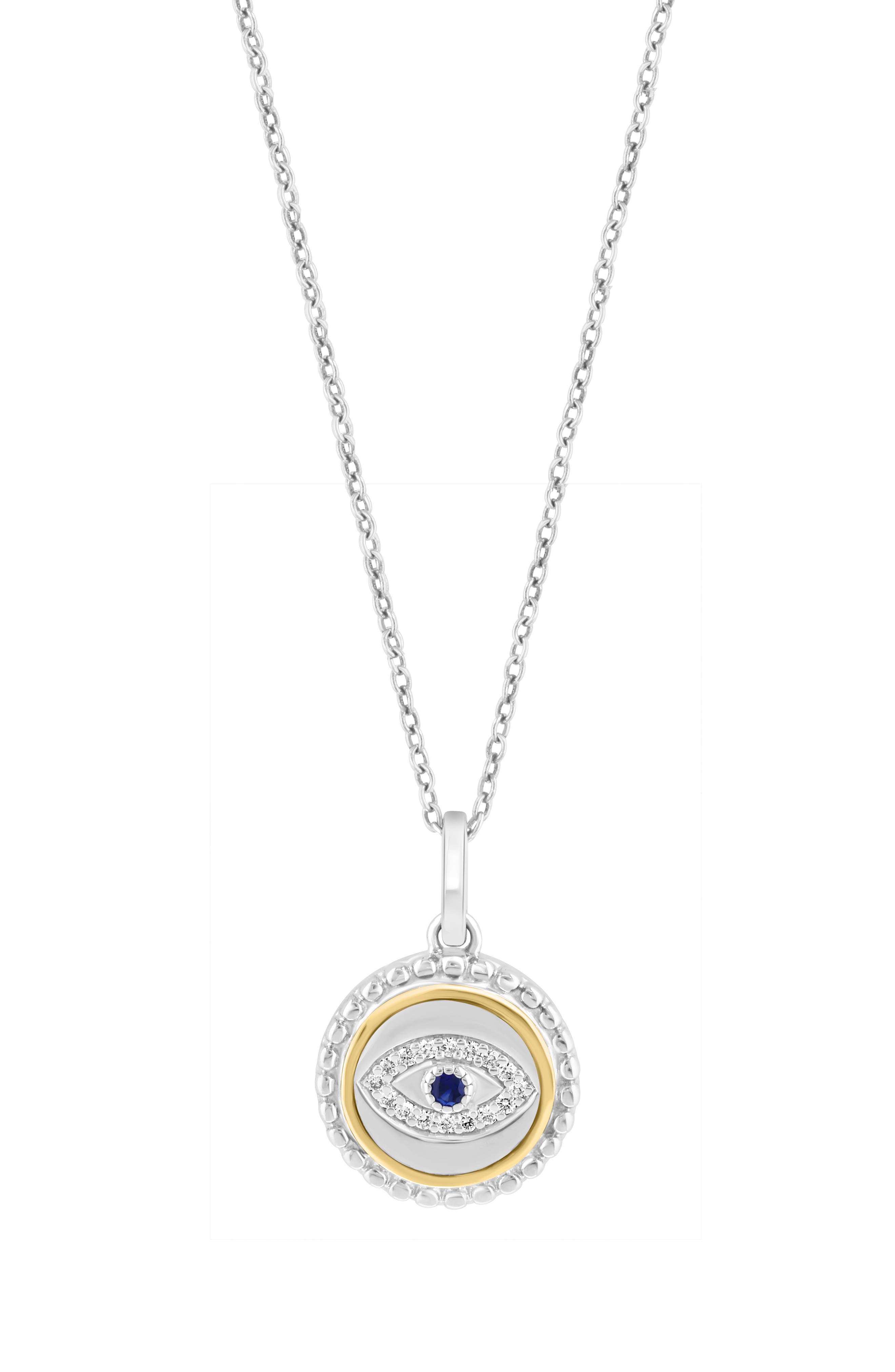 EFFY Diamond & Blue Sapphire Two-Tone Pendant Necklace
