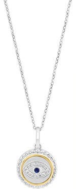 EFFY Diamond & Blue Sapphire Two-Tone Pendant Necklace