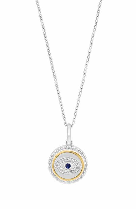 EFFY Diamond & Blue Sapphire Two-Tone Pendant Necklace
