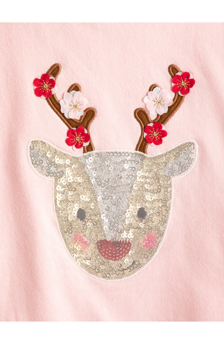 JOJO MAMAN BEBE Kids' Holiday Reindeer Sequin Appliqé Cotton Sweatshirt & Leggings Set, Alternate, color, Pink