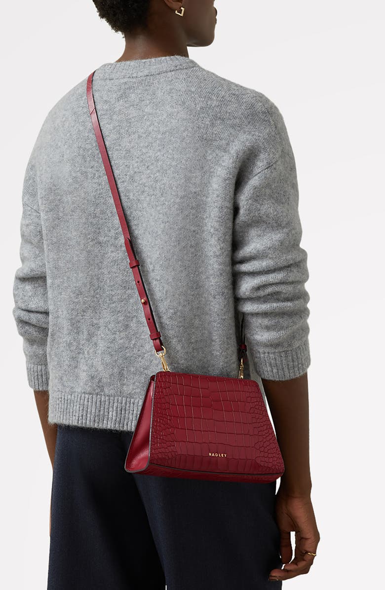 Radley Glasshouse Small Croc Embossed Crossbody Bag, Alternate, color, Cranberry