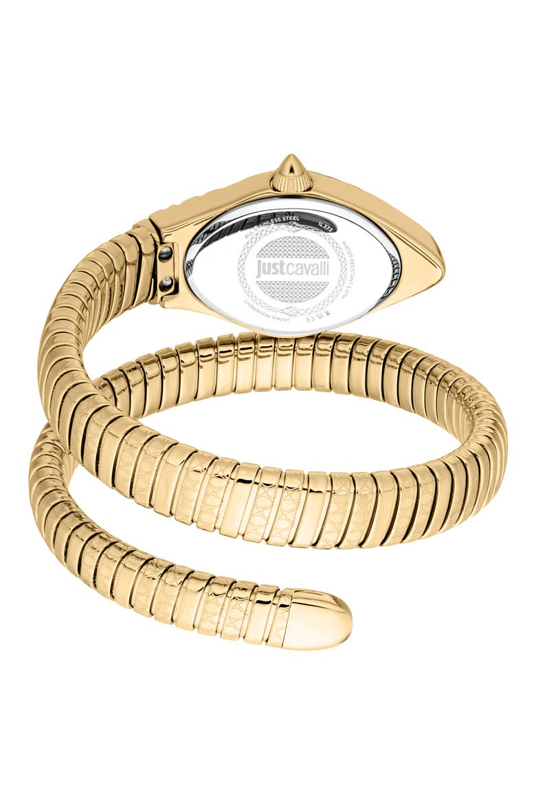 Vetra Snake Wraparound Bracelet Watch, 20mm x 34.5mm, Alternate, color, GOLD