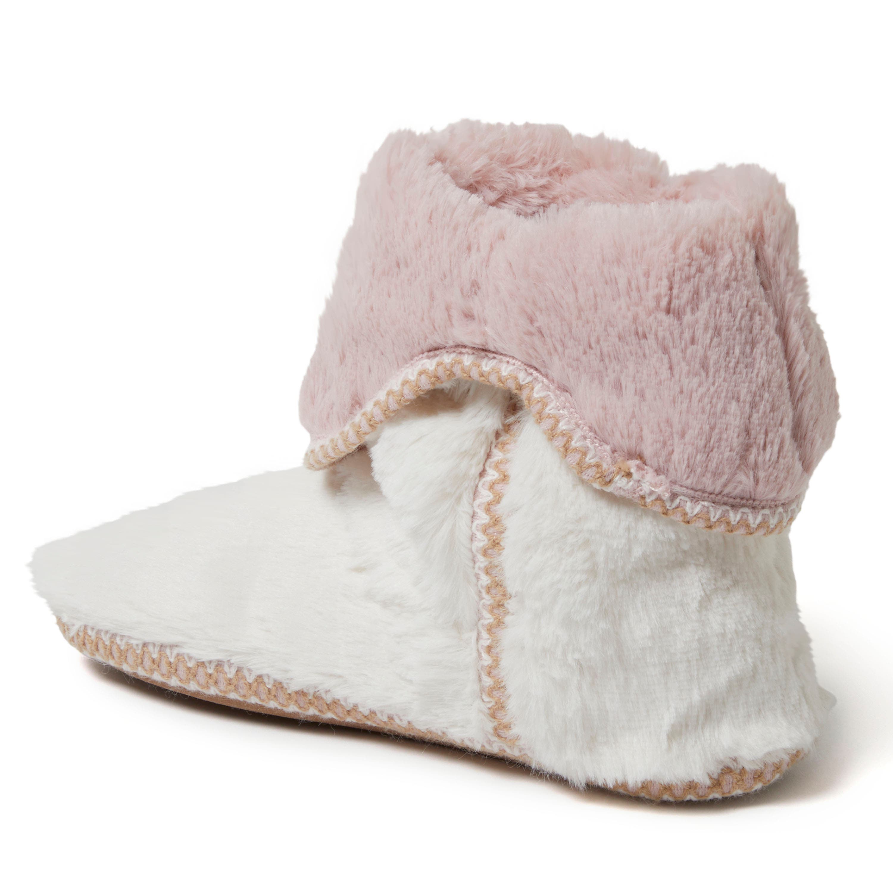 Beth Faux Fur Fold Down Fuzzy Bootie Slipper, Alternate, color, Muslin