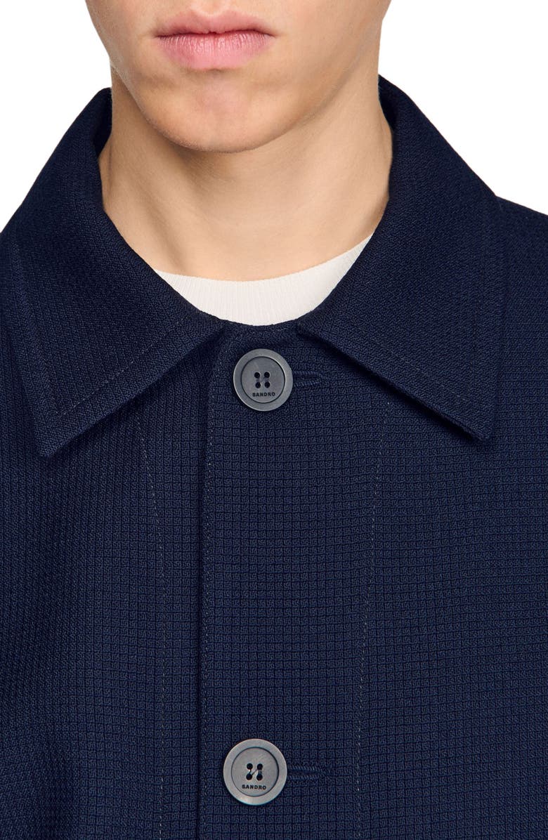 SANDRO Buttoned wool worker jacket, Alternate, color, Midnight Blue