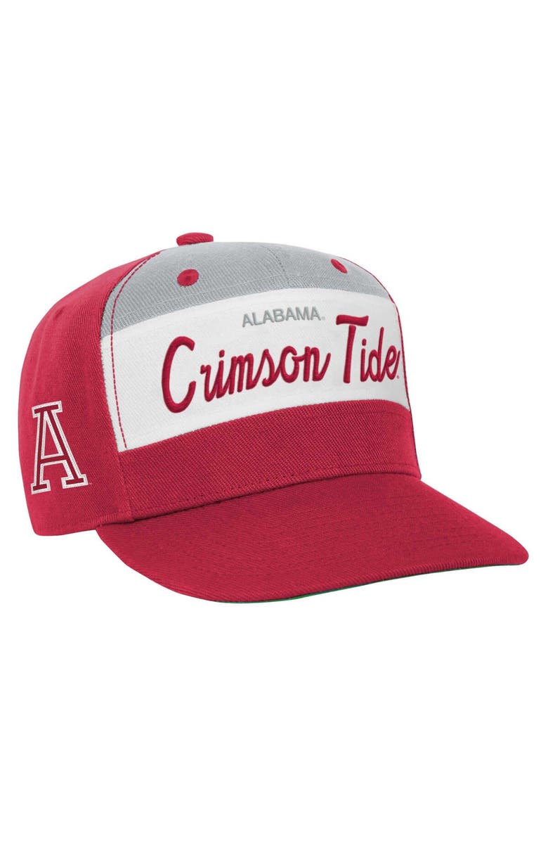 Mitchell & Ness Youth Mitchell & Ness White/Crimson Alabama Crimson Tide Retro Sport Color Block Script Snapback Hat, Main, color, 