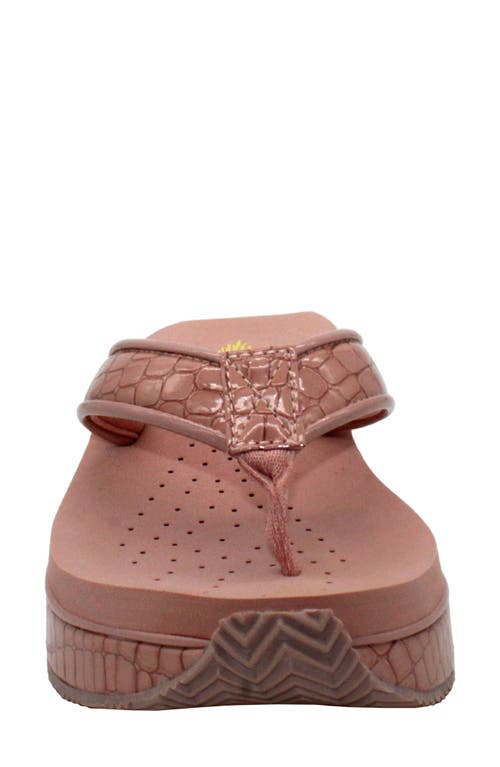 Volatile 'mini Croco' Wedge Sandal In Coral