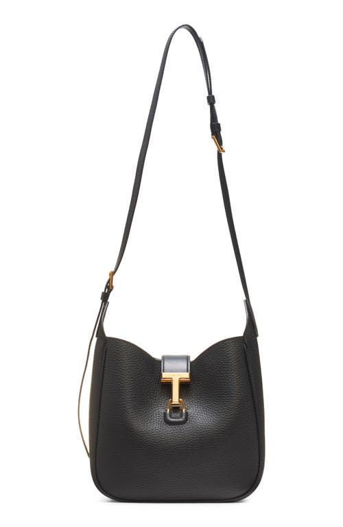 Tom Ford Small Monarch Leather Hobo Bag In Black