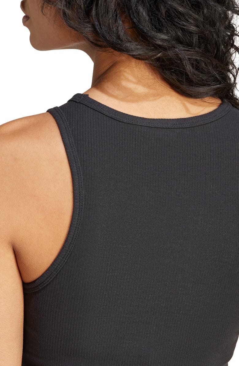 adidas Originals Essentials Lifestyle Rib Crop Tank Top, Alternate, color, Black