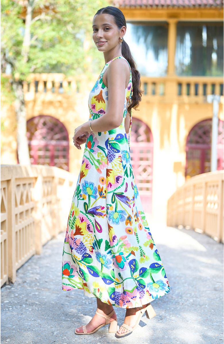 Yumi Cotton Abstract Print Maxi Dress, Alternate, color, Multi