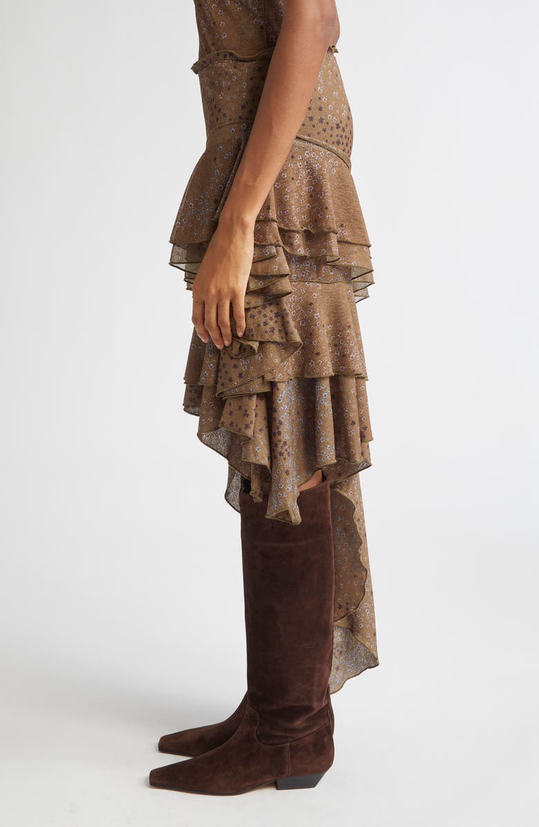 Siedrés Seli Floral Tiered Mesh Skirt, Alternate, color, Brown Multi
