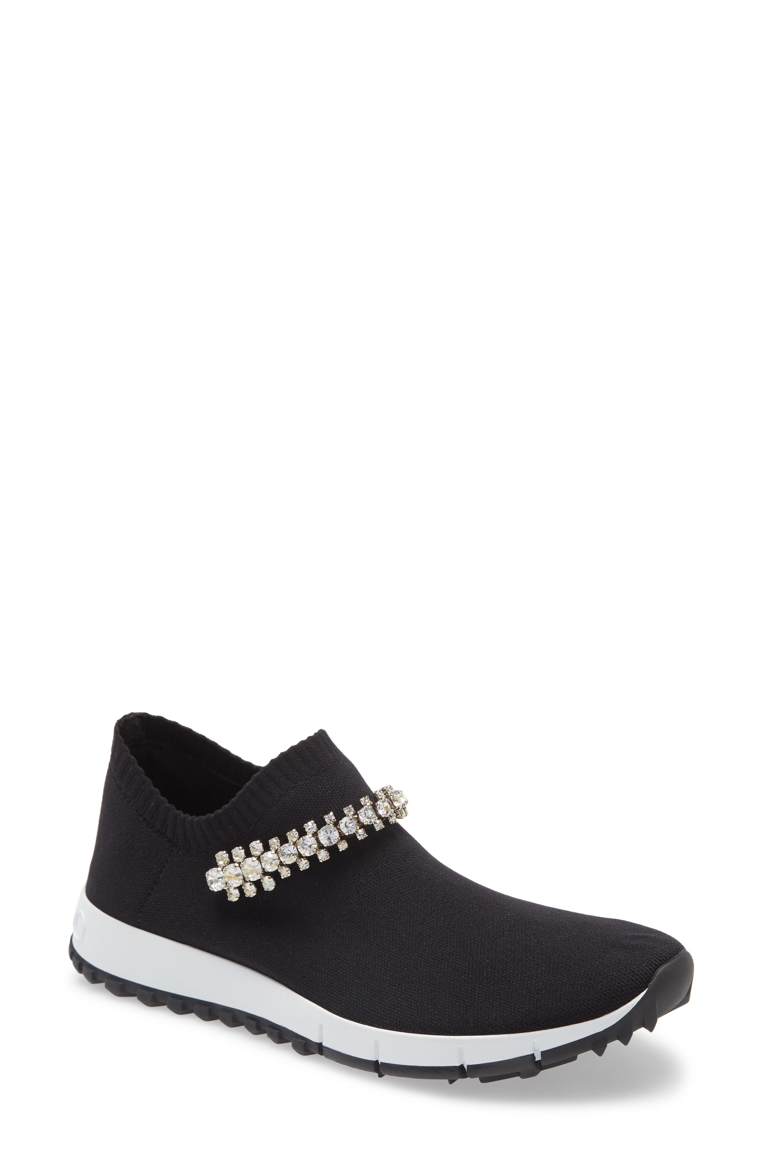 Verona Crystal Embellished Knit Sneaker, Main, color, BLACK/ CRYSTAL