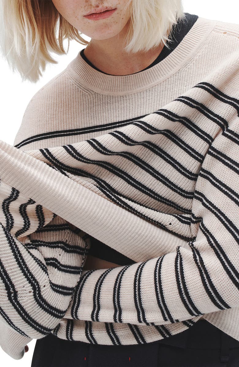 rag & bone Bree Stripe Rib Crewneck Sweater, Alternate, color, 