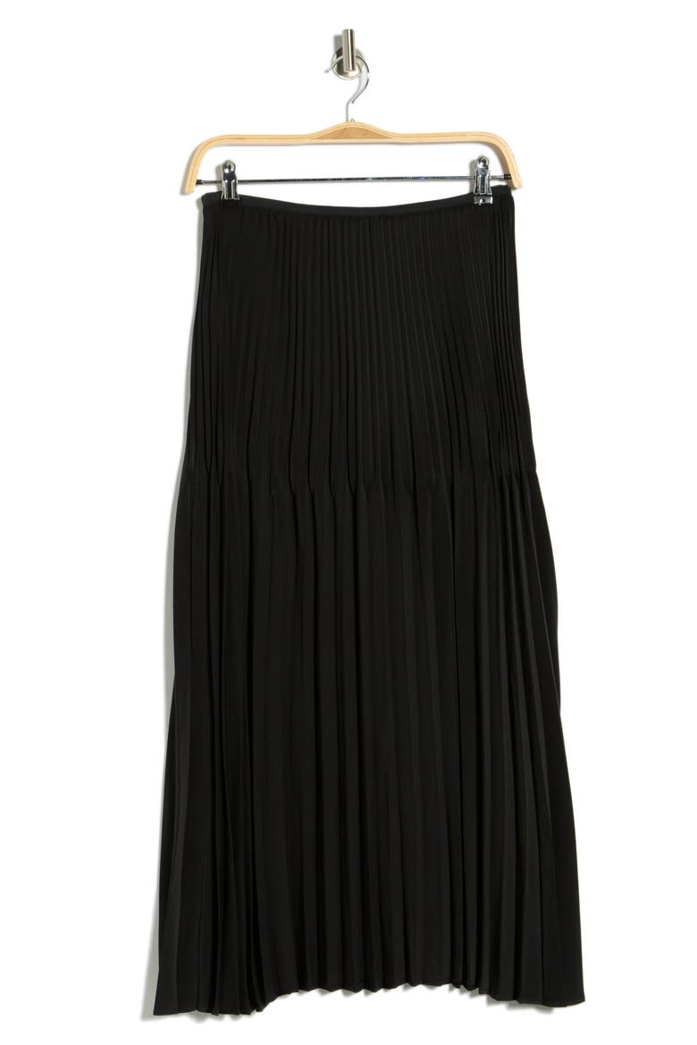 Pleated Midi Skirt, Alternate, color, BLACK