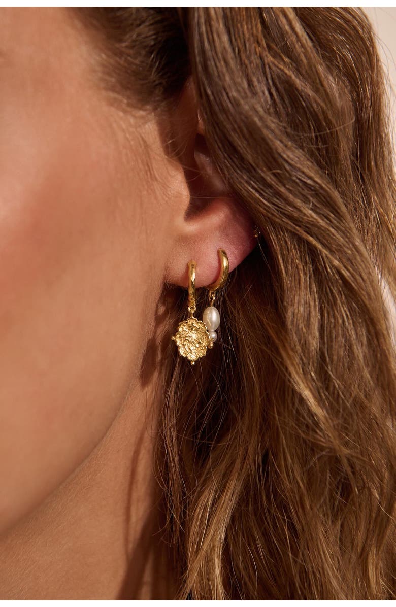 Murkani Loved Always Huggie Earrings, Alternate, color, Yellow Gold